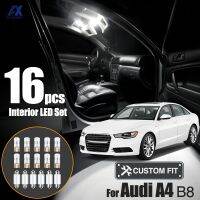 16pcs Interior Light Pack For Audi A4 S4 B8 2008-2016 LED Lights Kit Trunk Reading Vanity Mirror Cargo Dome Map Bulbs Canbus