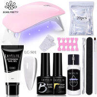 BORN PRETTY LILYCUTE 10Ml 1ขวดส่วนต่อเล็บเจลชมพูขาวใส UV เร็ว LED สำหรับปลายนิ้วเครื่องมืองานศิลปะเล็บฝรั่งเศส