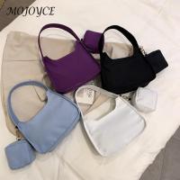 【CW】Women Nylon Handbag Solid Color Simple Casual Tote Clutch Bags With Small Purse For ashion Decoration