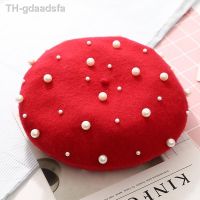 ✆▧♛ Faux Wool Hat Berets Luxury Rivet Cashmere Female Warm Beret Hats Flat Cap