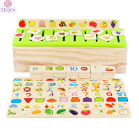 TEQIN Kids Wooden Knowledge Classification Box Shape Matching Number Cognitive Early Educational Toys For Boys Girls