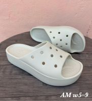 รองเท้าแตะCrocs Classic Platform Slide Sz.w5-w9 มี 6 สีรองเท้าแตะแบบสวมสําหรับผู้หญิง รองเท้าแตะ สุภาพสตรีรองเท้าแตะลําลอง AMC204