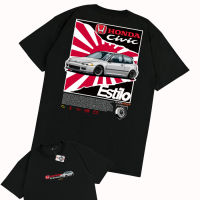 KARIMAKE ID Kaos T Shirt HONDA CIVIC EG CIVIC ESTILO JDM V3 - V1 HITAM, XXL