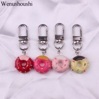 5.9x2cm Cute Donut Keychain For Woman novelty cute food key chain Girls Earphone Cover sweet key chains birthday Gifts di018