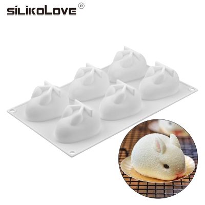 【✴COD✴】 RTERT54634 Silikolove ซิลิโคนเค้กตกแต่งแม่พิมพ์3d กระต่ายกระต่ายแม่พิมพ์ซิลิโคนเค้กแม่พิมพ์สำหรับการอบขนมหวานมูส6รูปแบบ
