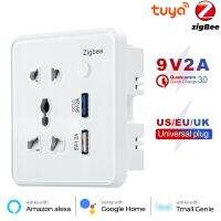 Tuya Zigbee ติดผนังปลั๊กอัจฉริยะเราในยุโรปเต้าเสียบปลั๊กไฟ Google Usb ที่ชาร์จยูเค App ชาร์จสำหรับกระจกนิรภัย3.0