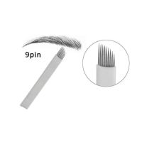 50Pcs White 0.20 MM 9 Pin Blades Microblading Needles Permanent Makeup Eyebrow Tattoo Needle Blade For Manual Tattoo Pen Machine