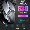 Mouse Gaming AULA S30 Grey - METAL ROLLER – 2400DPI RGB Driver Macro Software - Metal texture Game Mouse - Professional game chip - Non slip - - 4 Color Light Effect - The 4 GEAR DPI is adjustable to 2400DPI. 
