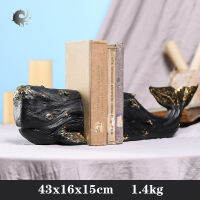 (1 ชิ้น) Black Whale Bookend, ที่คั่นหนังสือสัตว์จำลอง, ตกแต่งงานฝีมือ, ตกแต่งตู้หนังสือปลาวาฬ, ตกแต่งห้องนั่งเล่นและห้องนอน, ที่คั่นหนังสือทางเข้า, วัสดุคุณภาพสูง (43x13x15 ซม.)