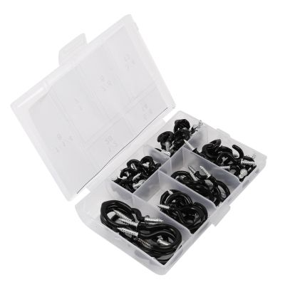 70 Pcs Black Cup Screw Hooks,6 Size Coated Ceiling Hooks Hanger for Hanging Plants, Mugs, Christmas Lights, Wall Hangers