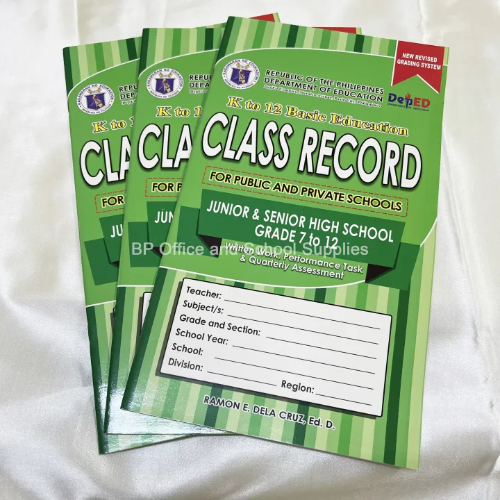 3pcs Class Record K to 12 New Revised Grading System Junior & Senior