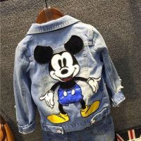 Mickey Mouse Winter Baby Girls Jeans Boys Jacket Kids Thick Luxury Designer Coats Hoodie Clothes Infant Childrens Clothing Set