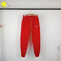 ฮิปฮอปสตรีสีเขียวสีฟ้าสีแดง Drawstring Jogger Troude กางเกงผู้ชายผู้หญิงขนแกะขนาดใหญ่โลโก้เย็บปักถักร้อย Cylinde กางเกง