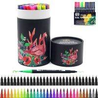 hot！【DT】 12/24/60/100/132 Colors FineLiner Painting Markers Watercolor Calligraphy School Supplies