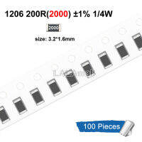 100Pcs 1206ตัวต้านทาน SMD 200 Ohm 200R Marking 2000 1% ตัวต้านทานชิป0.25W 1/4W ใหม่ Original