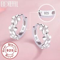 【YP】 DOTEFFIL 925 Sterling Small Round Hoop Earring Female Engagement Wedding Jewelry