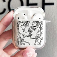 Cover For Apple Airpods 2 1 3 Case Earphone Coque Soft Protector Fundas Airpods Pro 2nd Air Pods Covers Earpods Line Kiss Couple Wireless Earbud Cases