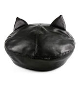 Autumn Winter Berets Cat Ears Painter Cap Beret Fashion Real Leather Hats For Women French Hat Solid Color Pumpkin Caps