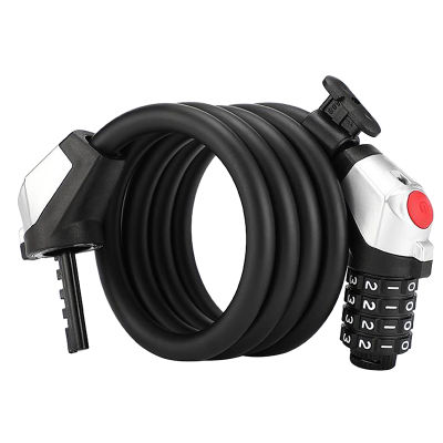 Bicycle Password Lock Road Cycling Anti Theft Cable Lock 4-Digit Password Bike Safety Lock Code Lock with Lamp