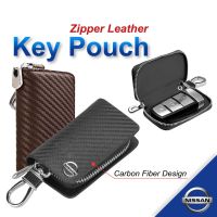 NEW 1PC Nissan Logo Car Zipper Key Pouch Leather Case Smart Remote Vios Yaris Altis Corolla Camry Hillux Alphard ting