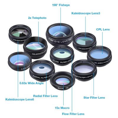 APEXEL 10 in 1 Mobile Phone Lens Kit Fisheye Wide Angle Telescope Macro Camera Lens Filter For iPhone 13 Samsung all smartphonesTH