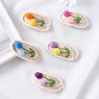 2pcs/set Color Handmade Crochet Tulip Hairpin Delicate Inwrought Kniiting Hairclip Make Up Girl Supplies Birthday Gift Diy