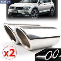 2X แต่งรถพิเศษเฉพาะ Ssteel ปลายตัวเก็บเสียงท่อไอเสียตัดแต่งปลายท่อสำหรับ VW Tiguan 2 2016 2017 2018