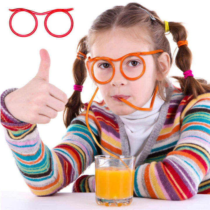 Silly Straw Glasses for Children Fun Loop Drinking Straw Eye Glasses