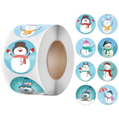 50-500pcs seal label sticker Merry Christmas sticker 1 inch snowman Christmas  for party DIY packaging stationery sticker Stickers Labels