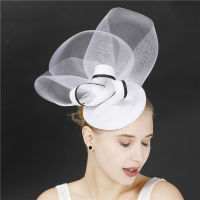 สีดำ Fascinators สำหรับงานแต่งงานของผู้หญิงสีขาว Pill หมวกคาดศีรษะใบหน้าปกคลุมดาร์บี้คริสตจักรหูฟังผู้หญิงที่สง่างามแต่งงาน H Eadwear