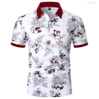 【high quality】  Retro Style Flower Collar Short Sleeve Polo Shirt 2023 Mens