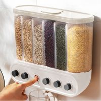 Kitchen Rice Dispenser Wall-mounted Food Storage Containers Sealed Grain Food Bucket Moisture Proof Cereal Box Kitchen Storage