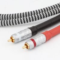 X418TR HI-End OFC Pure copper RCA To RCA Audio Cable With Silverlink brass Gold plated Solder RCA Male plug PAIR