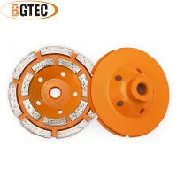 BGTEC 2Pcs 4Inch Diamond Double Row Grinding Cup Wheel 100Mm Grinding Discs For Concrete,Masonry, Granite Marble