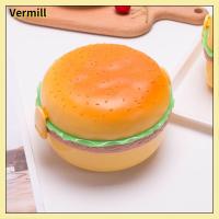 VERMILL โรงเรียนเด็ก ส้อม เบอร์เกอร์ ข้าวกล่องเบนโตะ สองชั้น ภาชนะบรรจุอาหาร กล่องข้าว