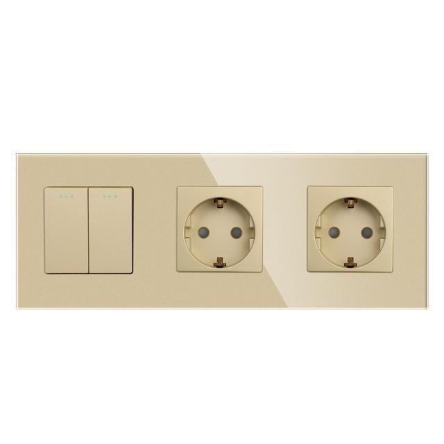 bingoelec-golden-crystal-glass-panel-1-2-3gang-1-2-way-pass-through-on-off-light-switch-stair-wall-switch-with-eu-socket