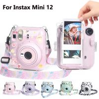 Fujifilm Instax Mini 12เคสใสคริสตัลฝาครอบพลาสติกกล้องปกป้องกระเป๋าด้วยกระเป๋าภาพ + สายรัด + สติกเกอร์