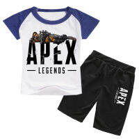 APEX ฤดูร้อนกางเกงขาสั้นชุดเสื้อแขนสั้นสำหรับเด็กหญิงเสื้อยืดคอกลมสไตล์ใหม่แขนสั้นแบบสบายๆบุคลิกภาพ + กางเกงขาสั้นถักนิตติ้ง0222เสื้อผ้าเด็กกีฬา Causal ชุดสูทแฟชั่น