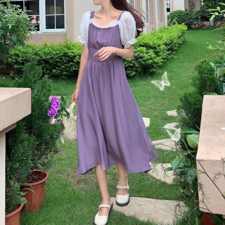 purple-first-love-dress-summer-dress-new-french-style-platycodon-grandiflorum-age-reducing-temperament-thin-one-shoulder-r-dress
