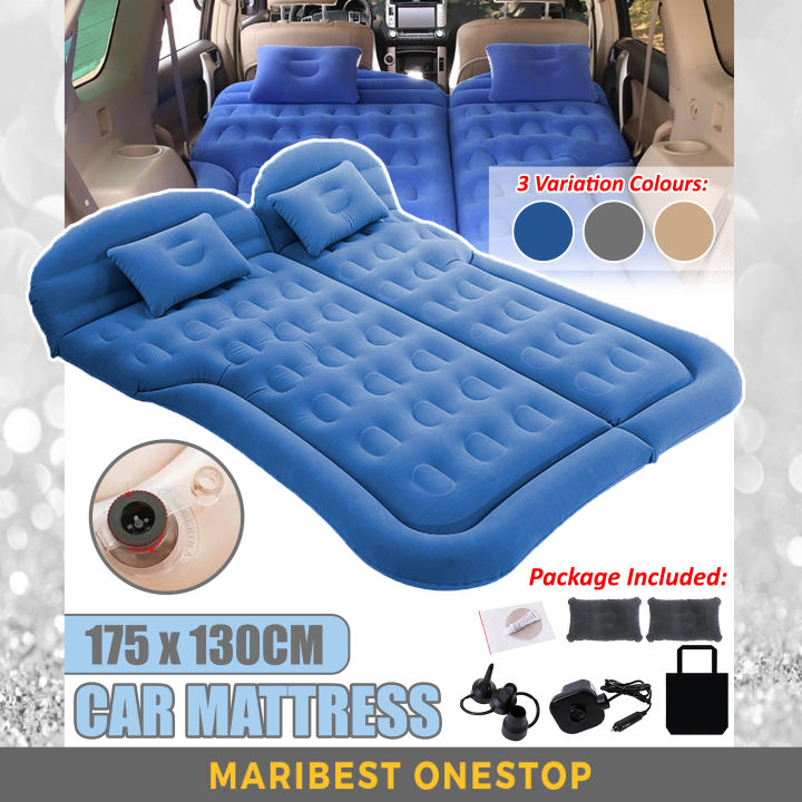 175cm Suv Air Mattress Inflatable Car Bed Electric Pump Pillow Flocking Surface Camping Sleeping 1526