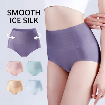 Finetoo Ice Silk Panties Seamless Underwear Antibacterial Sexy Hip Lift  Panty For Women