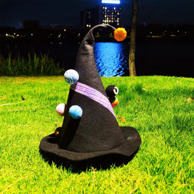 Witch Hats for Halloween Non-Woven Cloth Party Hats with Planets for Adults Cosplay Stage Show