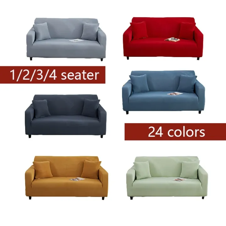 Solid Color Polyester Sofa Cover Elastic 1/2/3/4 Seater All-inclusive Corner Couch Covers Adjustable Dustproof Slipcover For Home For Living Room