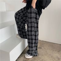 Zoki Autumn Women Plaid Pants Casual Oversize Loose Wide Leg Trouser Retro Teens Harajuku Black Hip Hop All Match Streetwear 3XL