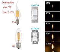 【❖New Hot❖】 dongdangx59 หลอดไฟ Led E14ประหยัดพลังงาน E27 E12 2W 4W 6W หลอดสำหรับเทียนไฟฟ้า Ac 220V หรี่แสงได้ C35 C35l Led ไส้หลอดหลอดไฟ360องศา