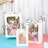 【hot sale】 ✒❣ B41 Ins Gift Bags Portable Carrier Paper Bag with Clear Window Birthday Gift Box