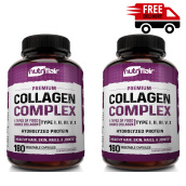 Bộ 2 hộp viên uống Collagen tổng hợp loại 1 2 3 5 10 trẻ hóa toàn diện làn da và cơ thể 180 viên (2250 mg)