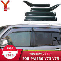 ตัวเบี่ยงฝนในแผ่นกันแดดสำหรับ Mitsubishi Montero Pajero V73 V75 V77 V87 V93 V97 1998-2023กระจกกันฝนแสงแดดโล่ลมที่บังฝนแสงแดดเสาตกแต่งภายนอกรถที่เบนทางลมข้าง