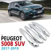 Chrome Handles Cover Trim For Peugeot 5008 SUV MK2 2017 2018 2019 Car Handel Accessories Stickers Auto Styling