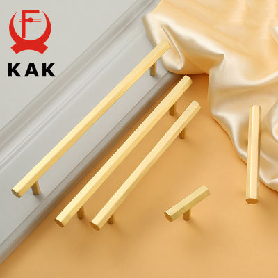 KAK 5 Pack Brass Copper Cabinet Knobs and Handles Gold Kitchen Handle Cupboard Door Pulls Furniture Handle Door Hardware